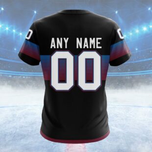 NHL Colorado Avalanche Special Black And Gradient Design Custom Name T Shirt, NHL Shirt