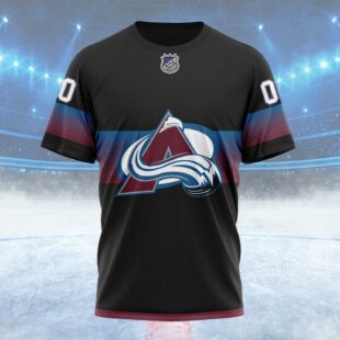 NHL Colorado Avalanche Special Black And Gradient Design Custom Name T Shirt, NHL Shirt