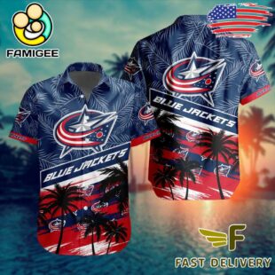 NHL Columbus Blue Jackets Coconut Tree Hawaiian Shirt