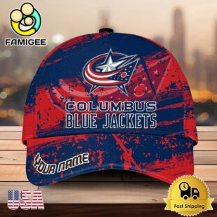 NHL Columbus Blue Jackets Explosive Grunge Logo 3D Print Cap