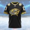 NHL Columbus Blue Jackets Special Black And Gold Design Custom Name T Shirt, NHL Shirt