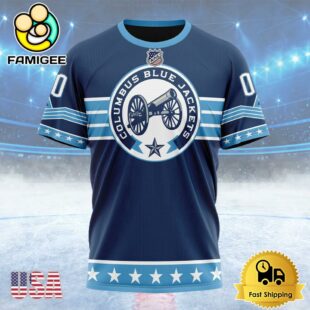 NHL Columbus Blue Jackets Special Colour Rush Design Custom T Shirt, Columbus Blue Jackets Shirt