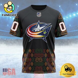 NHL Columbus Blue Jackets Special Design For Black History Month Custom T Shirt, Columbus Blue Jackets Shirt