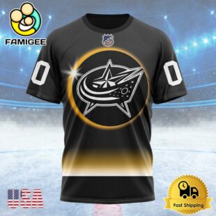 NHL Columbus Blue Jackets Special Eclipse Design Custom T Shirt, Columbus Blue Jackets Shirt