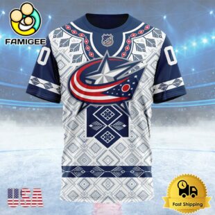 NHL Columbus Blue Jackets Special Native Heritage Design Custom T Shirt, Columbus Blue Jackets Shirt