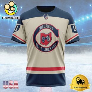 NHL Columbus Blue Jackets Special Throwback Design Custom T Shirt, Columbus Blue Jackets Shirt