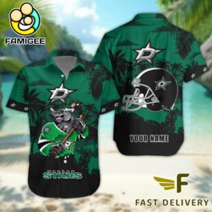 NHL Dallas Stars Hockey Mascot Custom Name Hawaiian Shirt