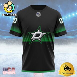 NHL Dallas Stars Special Black And Gradient Design Custom T Shirt, Dallas Stars Shirt