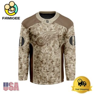 NHL Detroit Red Wings Desert Camouflage Design Custom Hockey Jersey