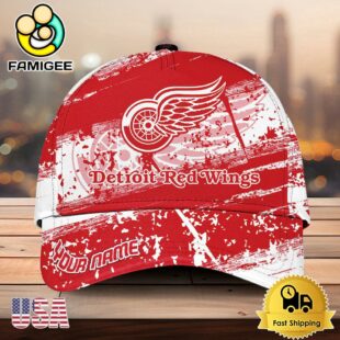 NHL Detroit Red Wings Explosive Grunge Logo 3D Print Cap