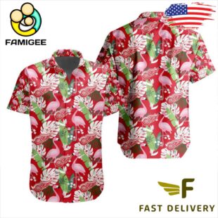 NHL Detroit Red Wings Flamingo Hawaiian Shirt