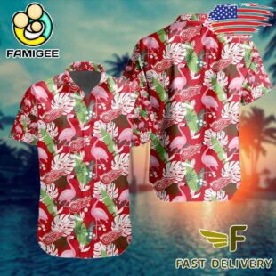 NHL Detroit Red Wings Flamingo Hawaiian Shirt