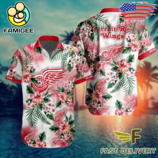 NHL Detroit Red Wings Hibiscus Hawaiian Shirt