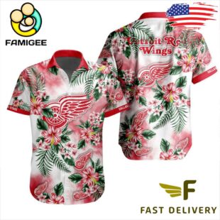 NHL Detroit Red Wings Hibiscus Hawaiian Shirt
