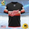 NHL Detroit Red Wings Special Black And Gradient Design Custom T Shirt, Detroit Red Wings Shirt
