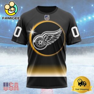 NHL Detroit Red Wings Special Eclipse Design Custom T Shirt, Detroit Red Wings Shirt