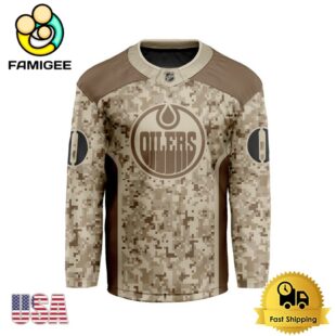 NHL Edmonton Oilers Desert Camouflage Design Custom Hockey Jersey