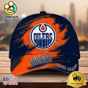 NHL Edmonton Oilers Dynamic Hockey Emblem Custom Name 3D Printed Cap