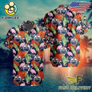 NHL Edmonton Oilers Flamingo Hawaiian Shirt