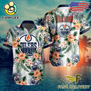 NHL Edmonton Oilers Hibiscus Hawaiian Shirt