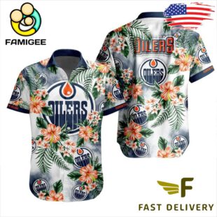 NHL Edmonton Oilers Hibiscus Hawaiian Shirt