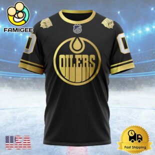 NHL Edmonton Oilers Special Black And Gold Design Custom T Shirt, Edmonton Oilers Shirt