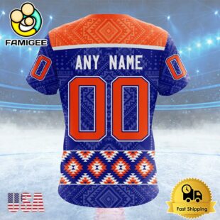 NHL Edmonton Oilers Special Design With Native Pattern Custom T Shirt, Edmonton Oilers Shirt
