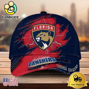 NHL Florida Panthers Dynamic Hockey Emblem Custom Name 3D Printed Cap