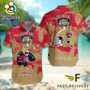 NHL Florida Panthers Hockey Mascot Custom Name Hawaiian Shirt