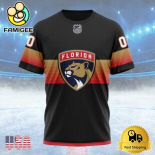 NHL Florida Panthers Special Black And Gradient Design Custom T Shirt, Florida Panthers Shirt