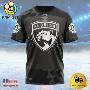 NHL Florida Panthers Special Black Camo Design For Veterans Day Custom T Shirt, Florida Panthers Shirt