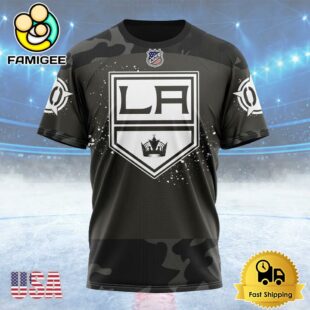 NHL Los Angeles Kings Special Black Camo Design For Veterans Day Custom T Shirt, Los Angeles Kings Shirt