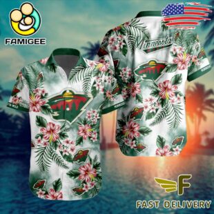 NHL Minnesota Wild Hibiscus Hawaiian Shirt