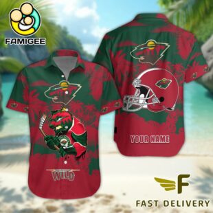 NHL Minnesota Wild Hockey Mascot Custom Name Hawaiian Shirt