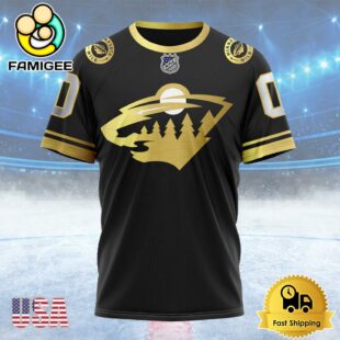 NHL Minnesota Wild Special Black And Gold Design Custom T Shirt, Minnesota Wild Shirt
