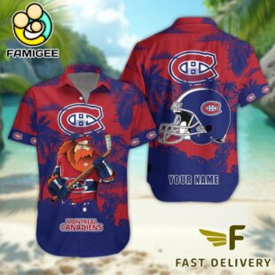 NHL Montreal Canadiens Hockey Mascot Custom Name Hawaiian Shirt