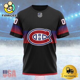 NHL Montreal Canadiens Special Black And Gradient Design Custom T Shirt, Montreal Canadiens Shirt