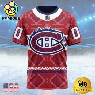 NHL Montreal Canadiens Special Design With Native Pattern Custom T Shirt, Montreal Canadiens Shirt
