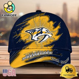 NHL Nashville Predators Dynamic Hockey Emblem Custom Name 3D Printed Cap