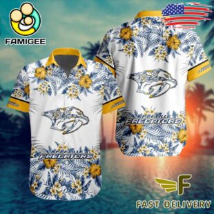 NHL Nashville Predators Floral Hawaiian Shirt