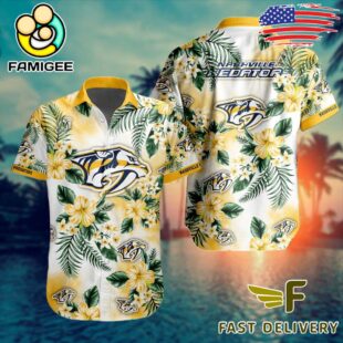 NHL Nashville Predators Hibiscus Hawaiian Shirt