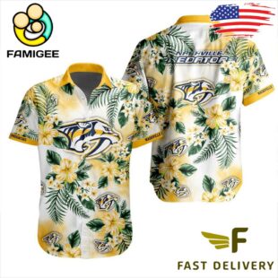 NHL Nashville Predators Hibiscus Hawaiian Shirt