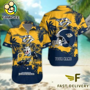 NHL Nashville Predators Hockey Mascot Custom Name Hawaiian Shirt