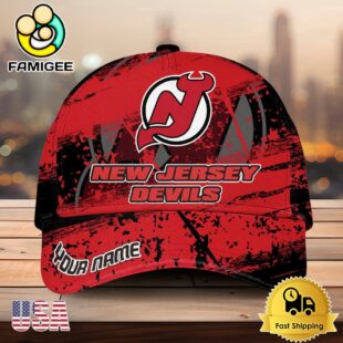 NHL New Jersey Devils Explosive Grunge Logo 3D Print Cap