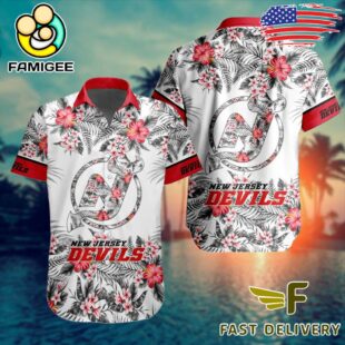 NHL New Jersey Devils Floral Hawaiian Shirt