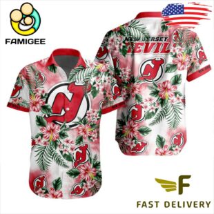NHL New Jersey Devils Hibiscus Hawaiian Shirt