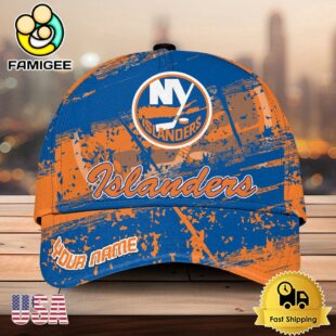 NHL New York Islanders Explosive Grunge Logo 3D Print Cap