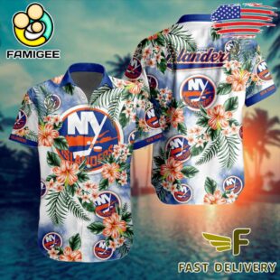 NHL New York Islanders Hibiscus Hawaiian Shirt