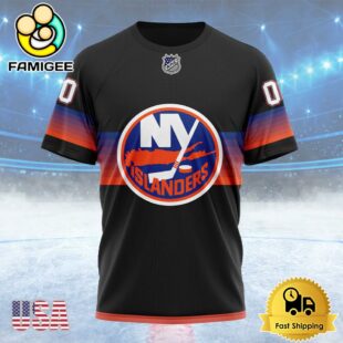 NHL New York Islanders Special Black And Gradient Design Custom T Shirt, New York Islanders Shirt