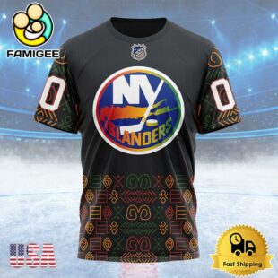 NHL New York Islanders Special Design For Black History Month Custom T Shirt, New York Islanders Shirt